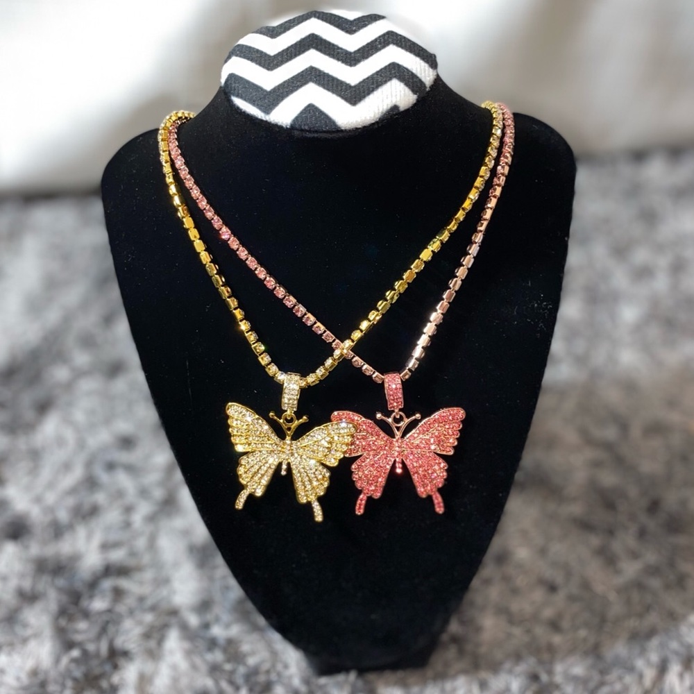 Gold butterfly necklace